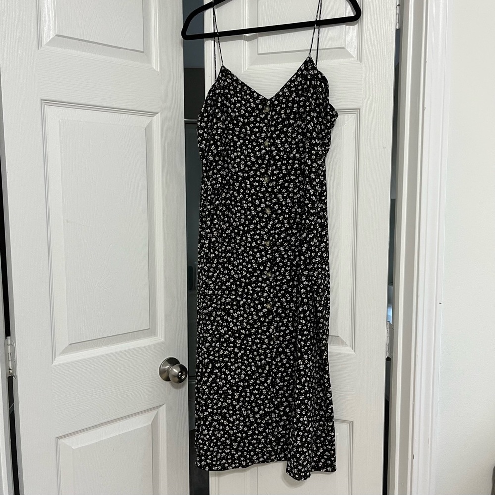 Mango Floral Print Button Front Midi Dress